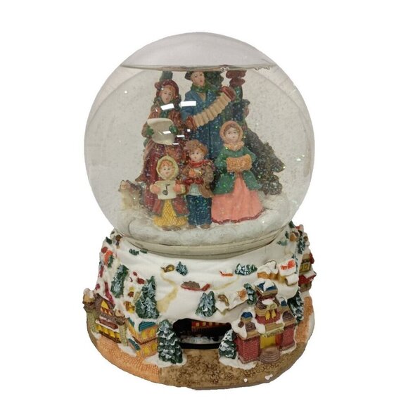 Vintage Nativity Musical Water Globe Rotating Base We Wish You A Merry Christmas - Picture 1 of 14